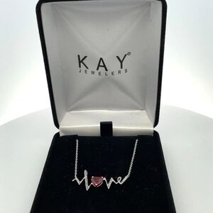 Kay Jewelers Silver Necklace with Red Love Pendant